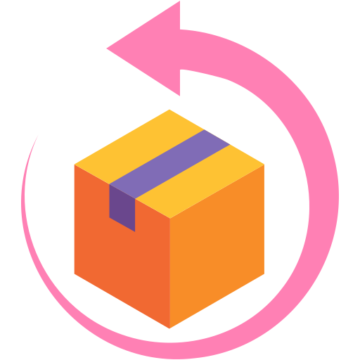 Colorful 3D cube with pink circular arrow, symbolizing smart deals and product rotation