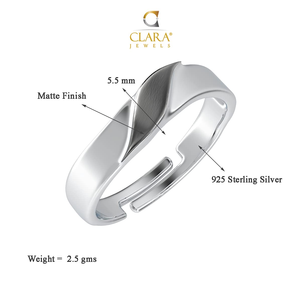 Clara Pure Real 925 Sterling Silver Adjustable Ring Band | Multiple Design Options | Gift for Women and Girls EliteDealsHub