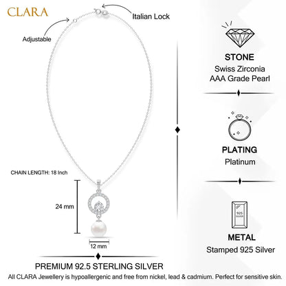 CLARA 925 Sterling Silver Pendant Earrings Chain Bracelet Ring for Women & Girls | Platinum Plated | Gift for Her EliteDealsHub