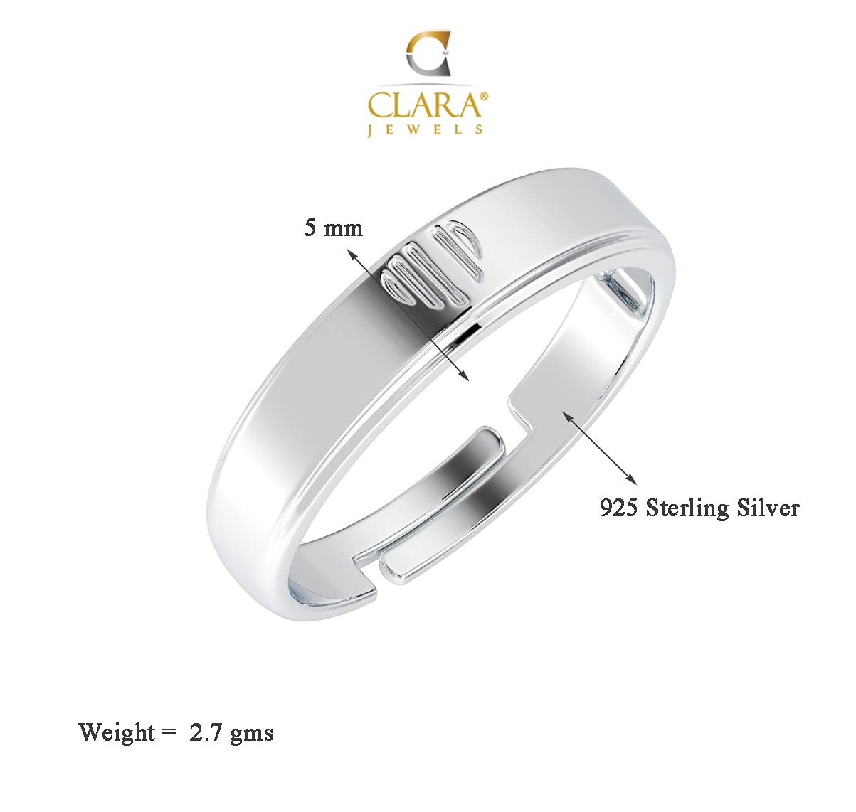Clara Pure Real 925 Sterling Silver Adjustable Ring Band | Multiple Design Options | Gift for Women and Girls EliteDealsHub