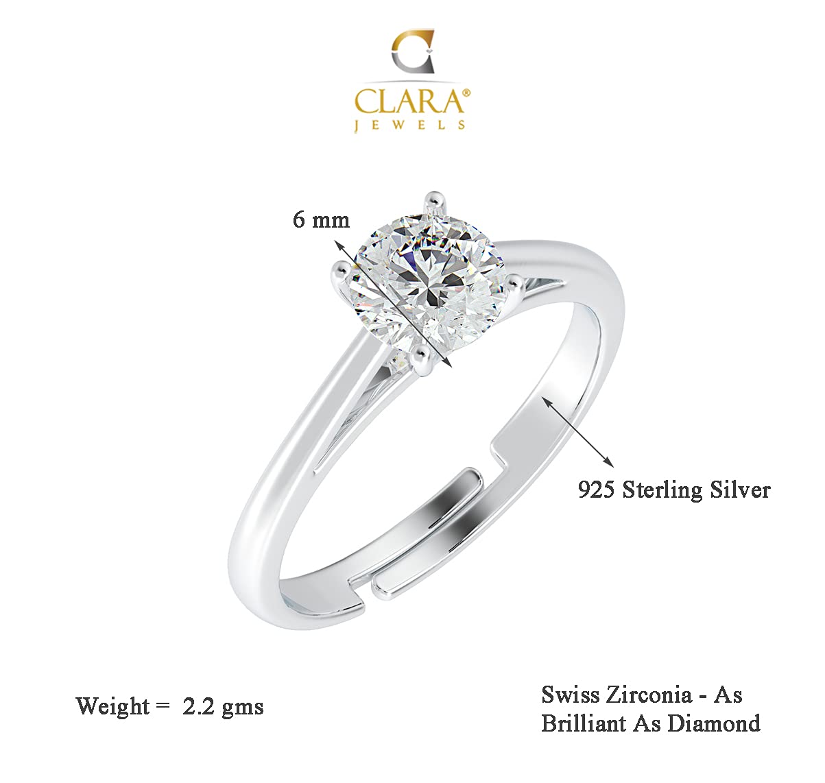 Clara Pure Real 925 Sterling Silver Adjustable Ring Band | Multiple Design Options | Gift for Women and Girls EliteDealsHub