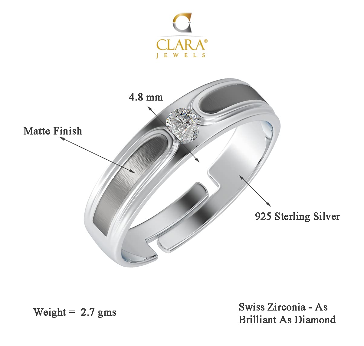 Clara Pure Real 925 Sterling Silver Adjustable Ring Band | Multiple Design Options | Gift for Women and Girls EliteDealsHub