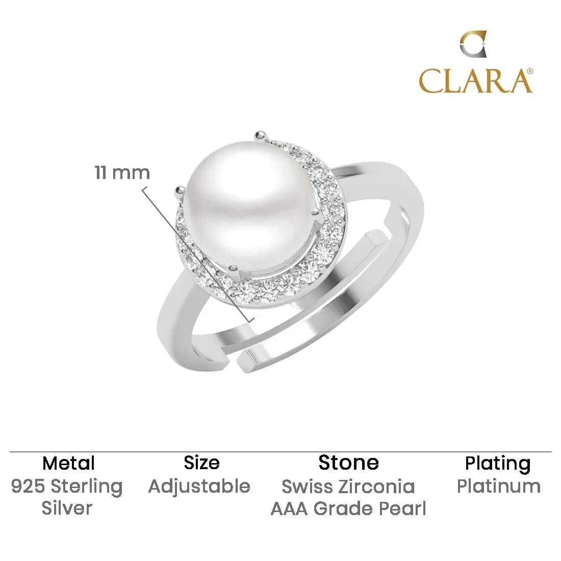 CLARA 925 Sterling Silver Pendant Earrings Chain Bracelet Ring for Women & Girls | Platinum Plated | Gift for Her EliteDealsHub