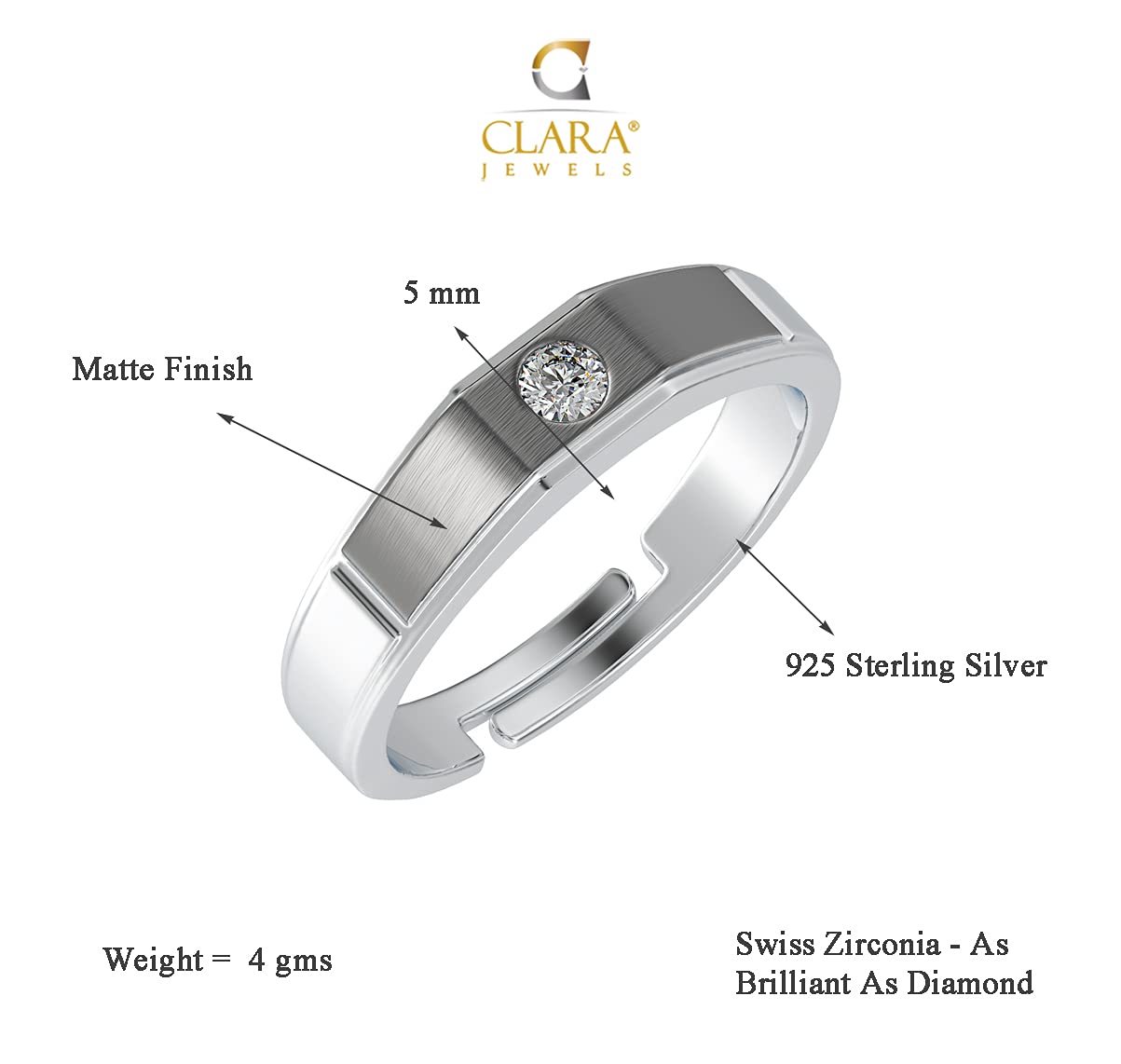 Clara Pure Real 925 Sterling Silver Adjustable Ring Band | Multiple Design Options | Gift for Women and Girls EliteDealsHub