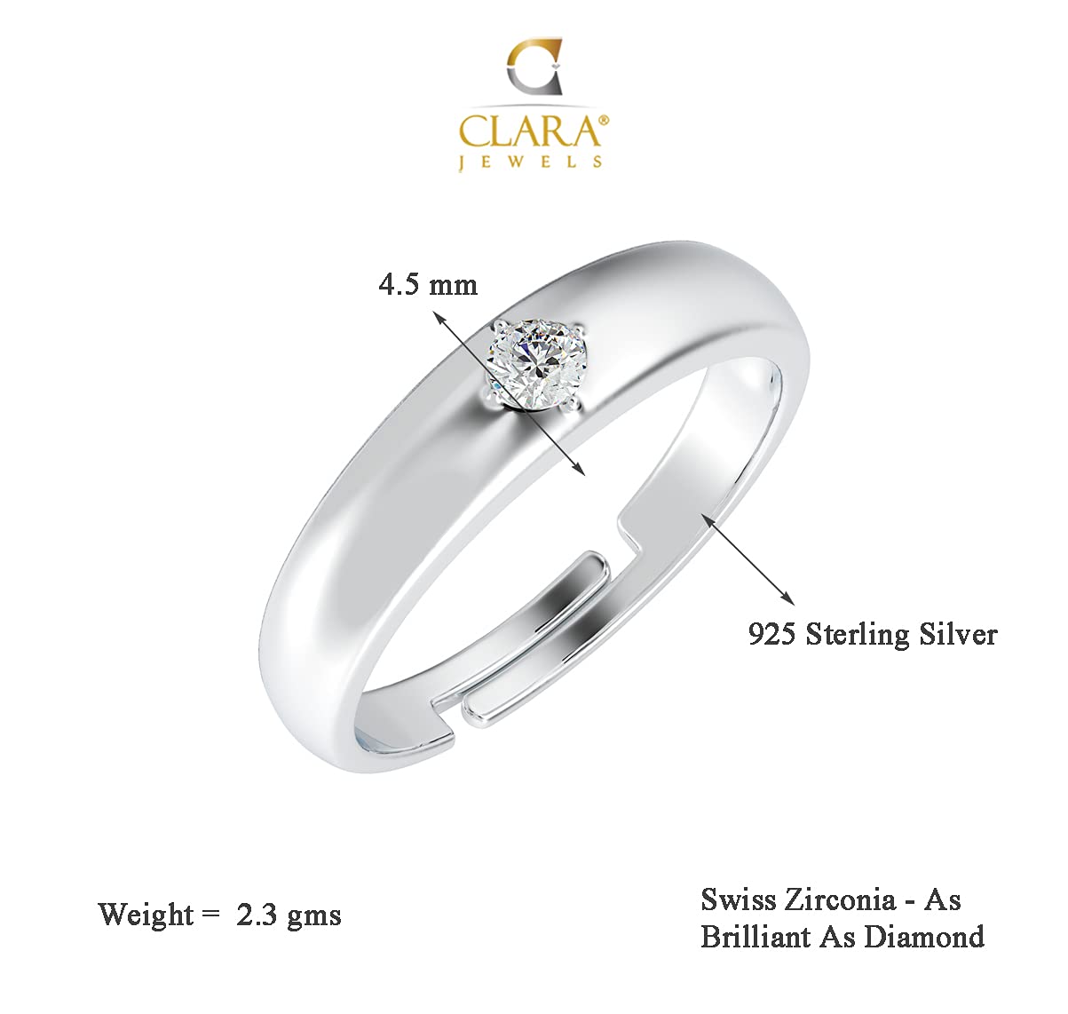 Clara Pure Real 925 Sterling Silver Adjustable Ring Band | Multiple Design Options | Gift for Women and Girls EliteDealsHub