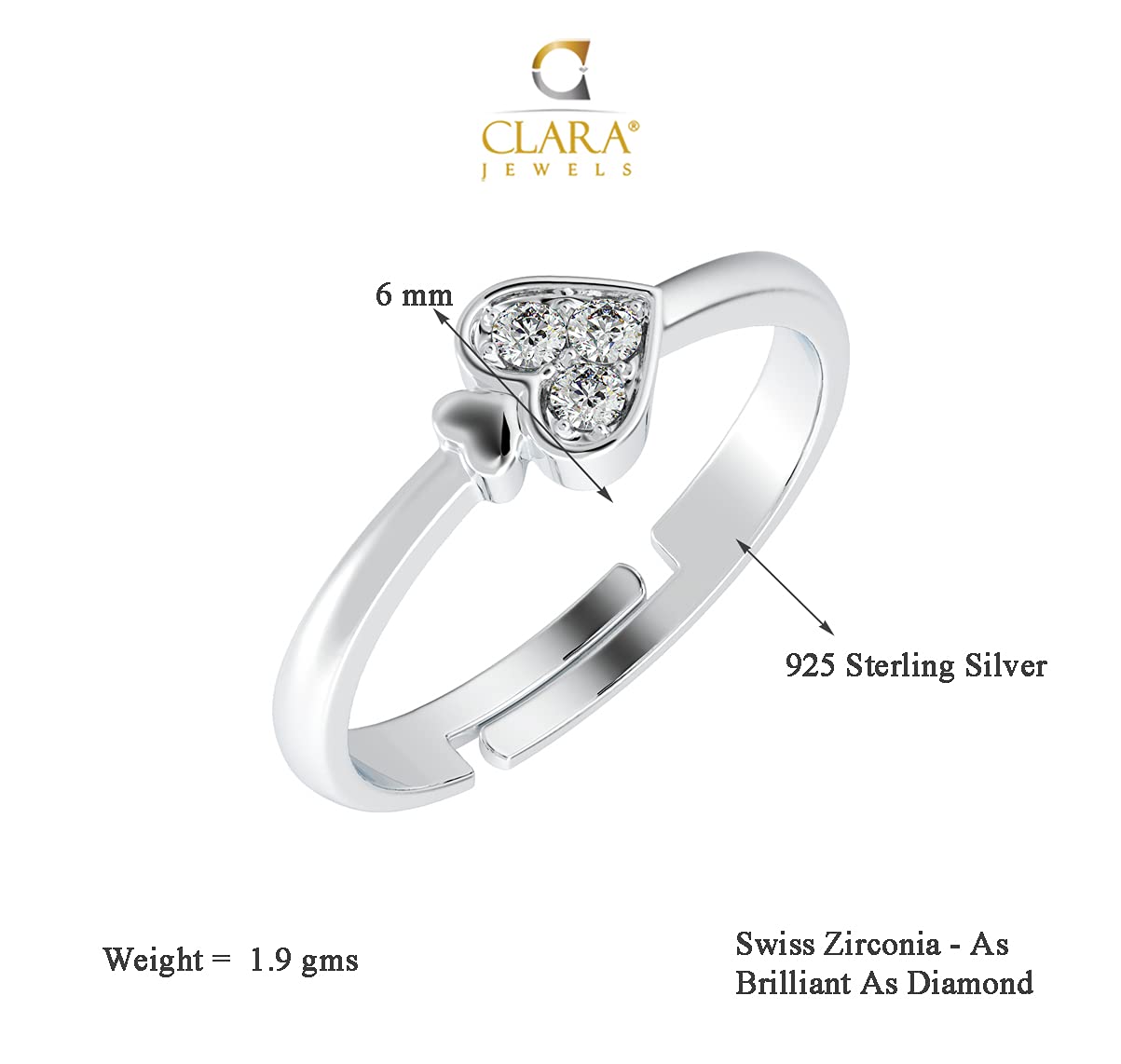Clara Pure Real 925 Sterling Silver Adjustable Ring Band | Multiple Design Options | Gift for Women and Girls EliteDealsHub